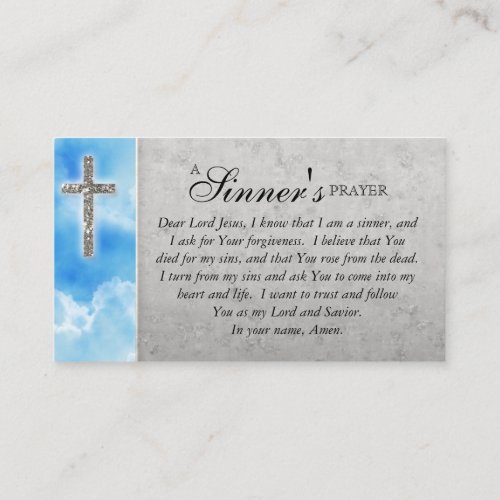 Christian Sinners Prayer Cross Clouds Business Card