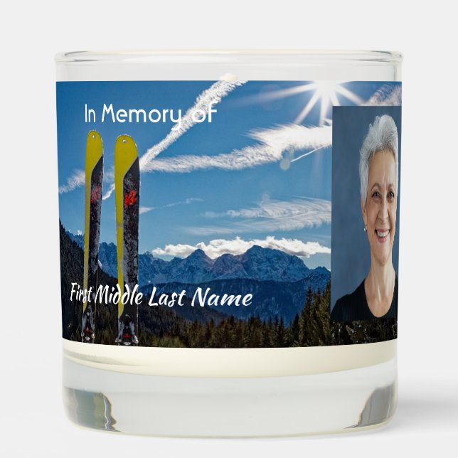 Christian Skiing Skier  Memorial Keepsake  Scented Candle (Front)