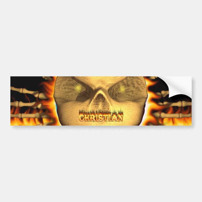 Christian skull real fire and flames bumper sticke bumper stickers