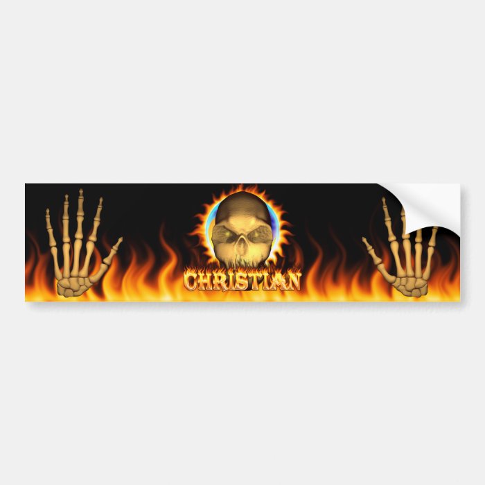 Christian skull real fire and flames bumper sticke bumper sticker