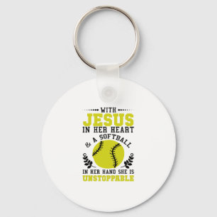 Christian Softball Religious Baseball Gift Keychain