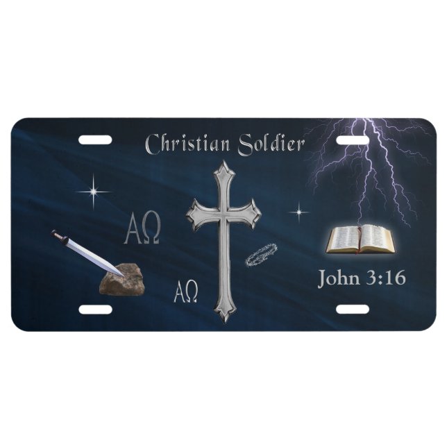 Christian Soldier  License Plate (Front)