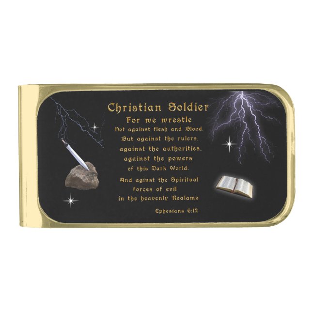 Christian Soldiers Gold Finish Money Clip (Front)