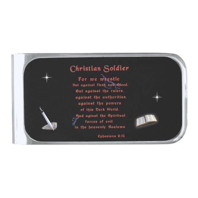 Christian Soldiers Silver Finish Money Clip (Front)