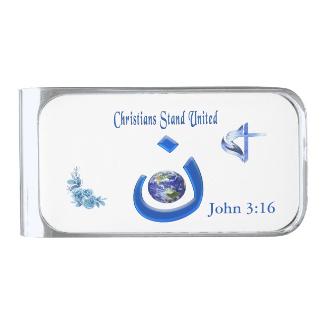Christian Solidarity Silver Finish Money Clip (Front)