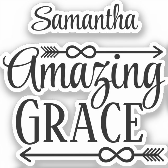 Christian Song Typography Quote Amazing Grace Name Sticker (Front)