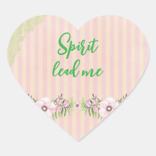 Christian Spirit Lead Me Pink & Green Heart Sticker
