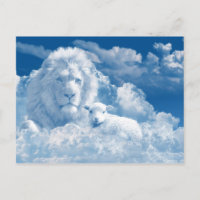 Christian Spiritual Lion Lamb Clouds Religious