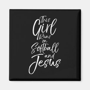 Christian Sport Gift This Girl Runs On Softll And  Magnet