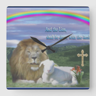 christian square wall clock