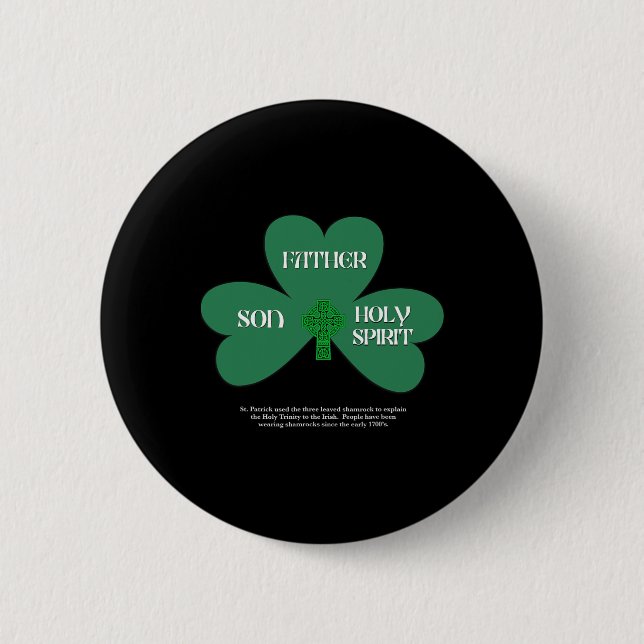 Christian St Patrick's Day Religious Trinity Clove Button (Front)
