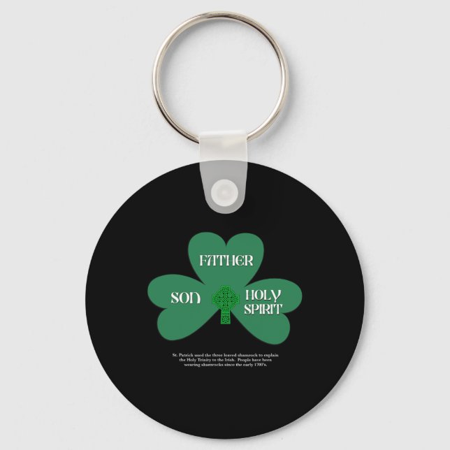 Christian St Patrick's Day Religious Trinity Clove Keychain (Front)