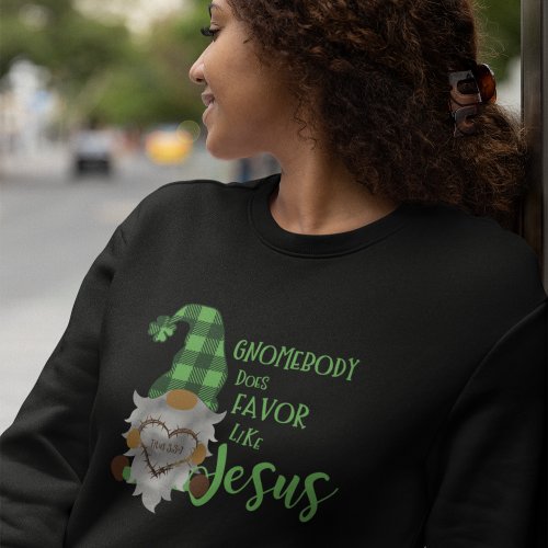 Christian St Patricks Gnome Cute Womens Black Sweatshirt