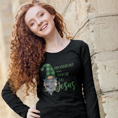 Christian St Patricks Gnome Cute Womens Black   T_Shirt