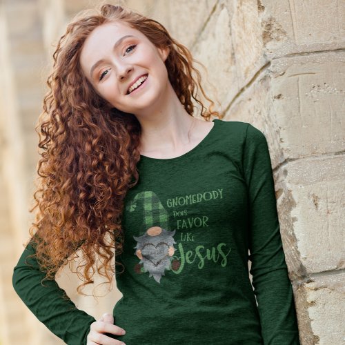 Christian St Patricks Gnome Cute Womens Green  T_Shirt