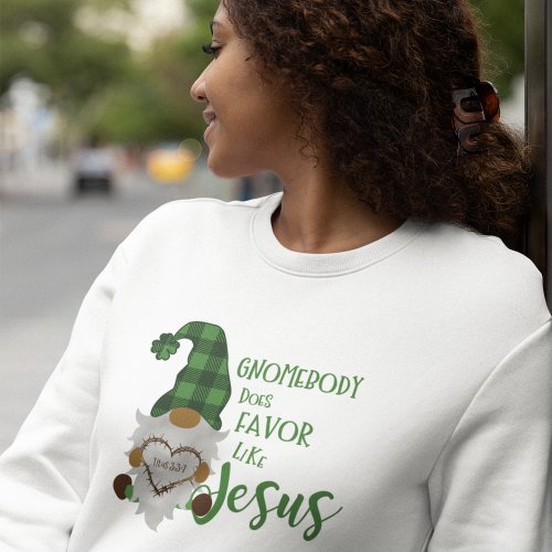 Christian St Patricks Gnome Cute Womens White Sweatshirt