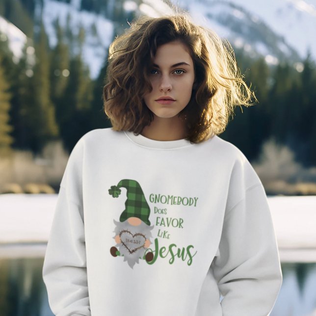 Christian St. Patrick's Gnome Cute Women's White Sweatshirt (Creator Uploaded)