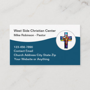 Christian Stain Glass Cross Church Business Cards