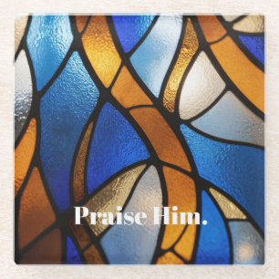 Christian stain-glass look glass coaster