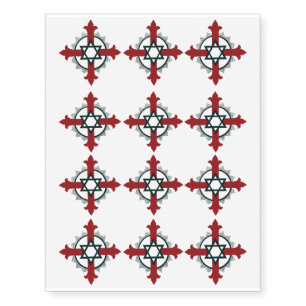 Christian Star of David Temporary Tattoo Cross