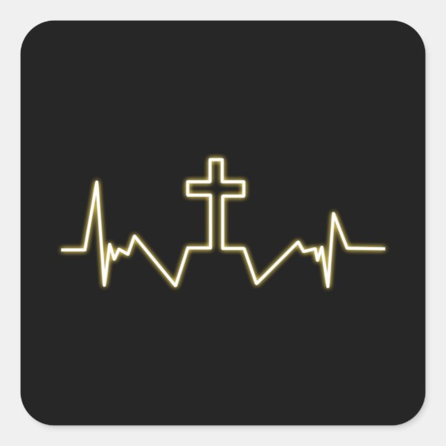 Christian Sticker (Square) - Cross and Pulse (Front)