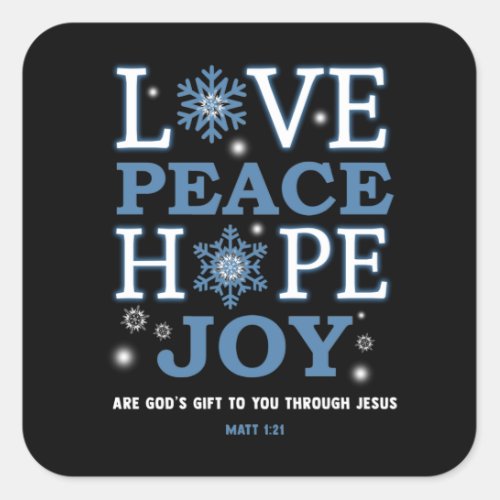 Christian Sticker Square _ Love Peace Hope Joy