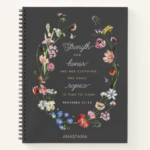 Christian Strength  Honor Proverbs 31 Wildflowers Notebook