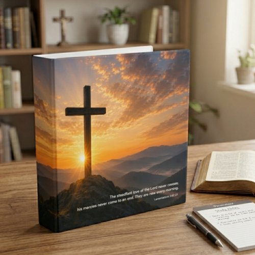 Christian Sunrise Cross Scripture 3 Ring Binder