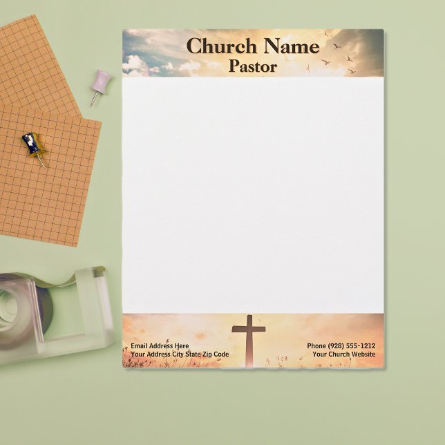 Christian Sunrise Pasture Cross Church Pastor  Letterhead (Christian Sunrise Pasture Cross Church Pastor Letterhead)
