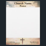 Christian Sunrise Pasture Cross Church Pastor  Letterhead<br><div class="desc">Level up your Christian networking game with our Christian Cross Pasture Sunrise Church Pastor Business Letterhead! This stationery isn't just about contact details; it's a connection to inspiration,  guidance,  and community. Insert your contact details. #Christian</div>