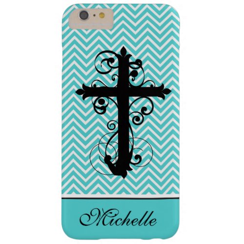 Christian Swirling Cross Personalized Chevron Barely There iPhone 6 Plus Case