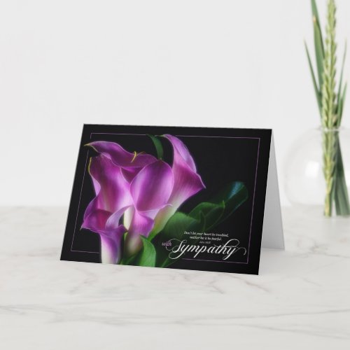 Christian Sympathy Scripture Purple Calla Lilies Card