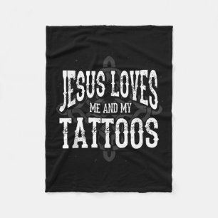 Christian Tattoo Artist Tatted Jesus Loves Me And Fleece Blanket