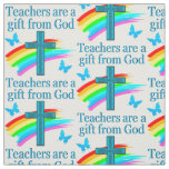 CHRISTIAN TEACHER CROSS AND BUTTERFLY DESIGN FABRIC