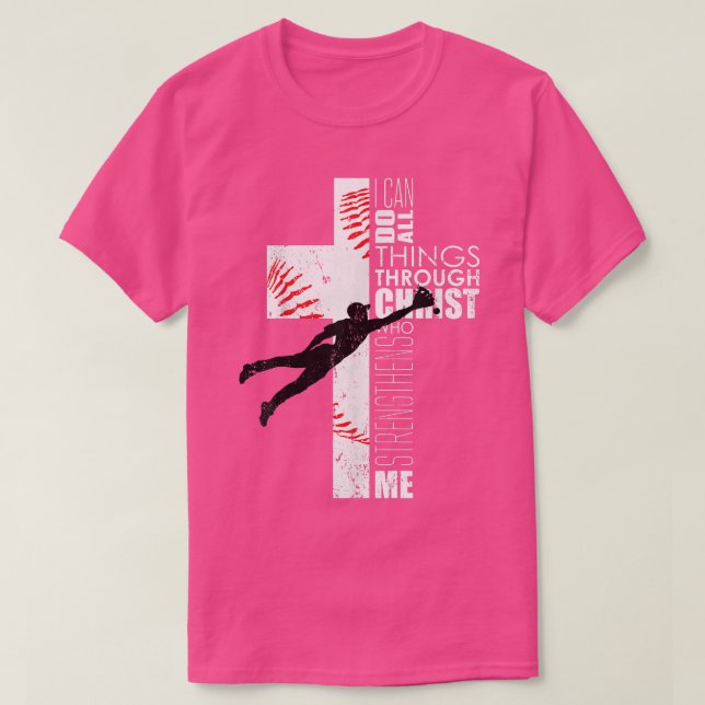 Christian Teen Boys Kids Baseball Religious Cross  T-Shirt (Design Front)