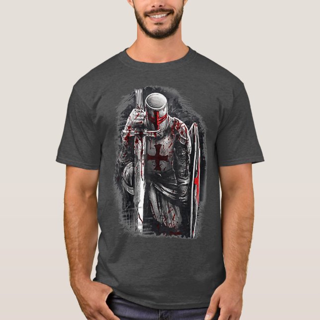 Christian Templar Knights Costume Rosary Warrior T-Shirt (Front)