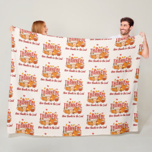 Christian THANKFUL THANKSGIVING Pumpkin Latte Fleece Blanket