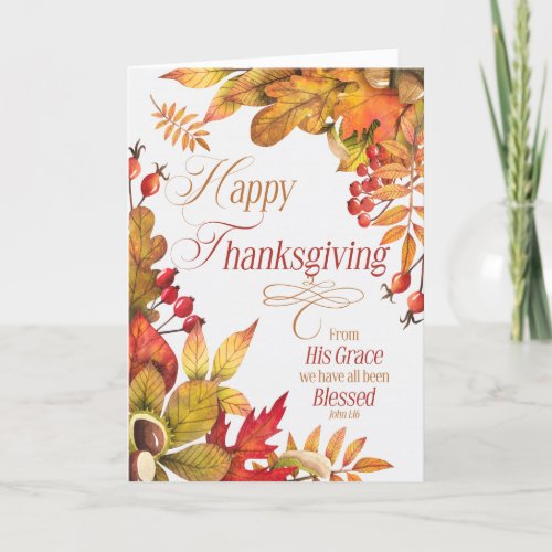 Christian Thanksgiving Autumn Blessings Scripture Holiday Card