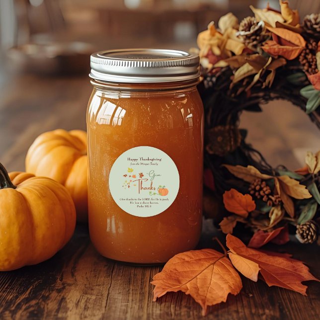 Christian Thanksgiving Bible Verse | Favor Custom  Classic Round Sticker (Creator Uploaded)