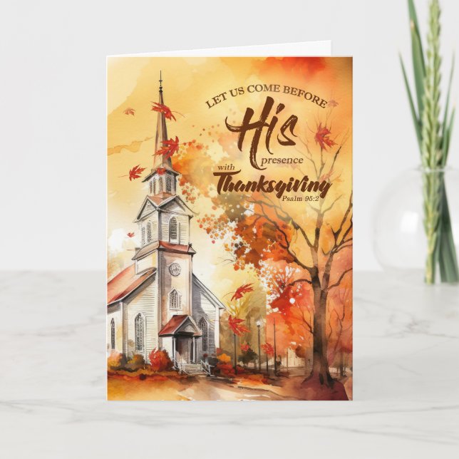 Christian Thanksgiving Psalm Scripture Church  Holiday Card (Front)