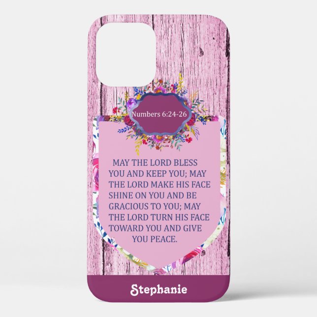 Christian The Blessing Pink Floral Bible Verse Case-Mate iPhone Case (Back)