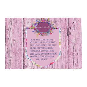 Christian The Blessing Pink Floral Bible Verse Placemat