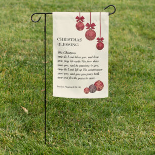 Christian THE LORD BLESS YOU Christmas Baubles Garden Flag