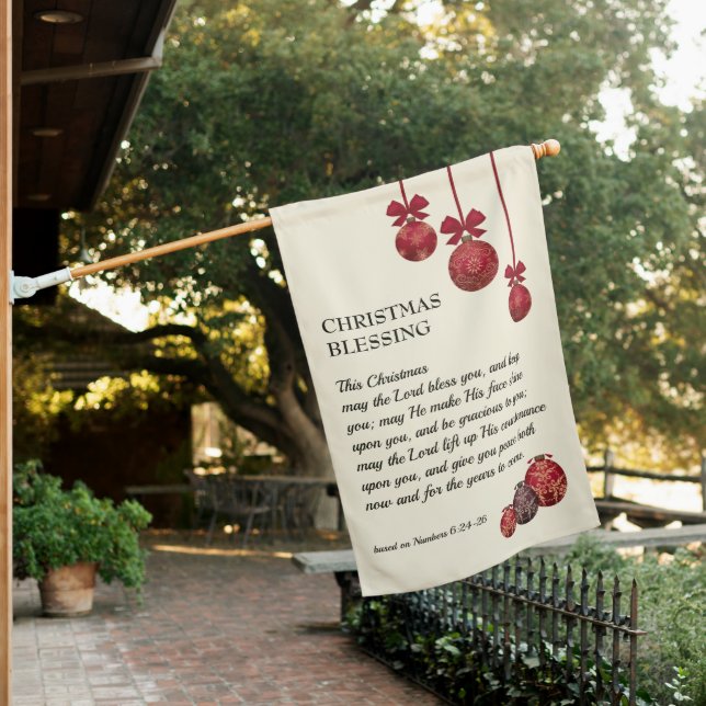 Christian | THE LORD BLESS YOU | Christmas Baubles House Flag (In SItu)