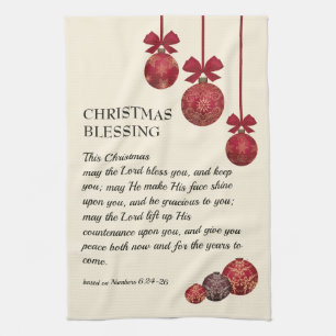 Christian THE LORD BLESS YOU Christmas Baubles Kitchen Towel
