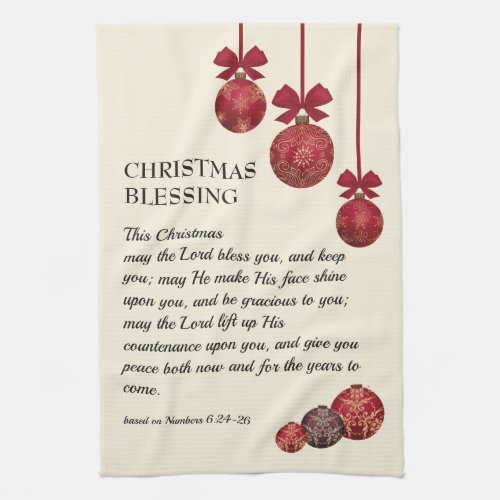 Christian  THE LORD BLESS YOU  Christmas Baubles Kitchen Towel