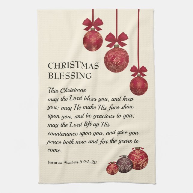 Christian | THE LORD BLESS YOU | Christmas Baubles Kitchen Towel (Vertical)