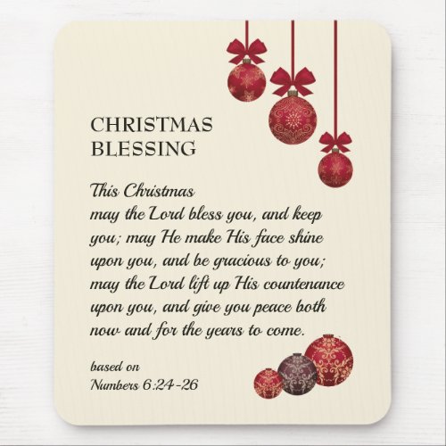 Christian  THE LORD BLESS YOU  Christmas Baubles Mouse Pad