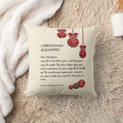 Christian  THE LORD BLESS YOU  Christmas Baubles Throw Pillow