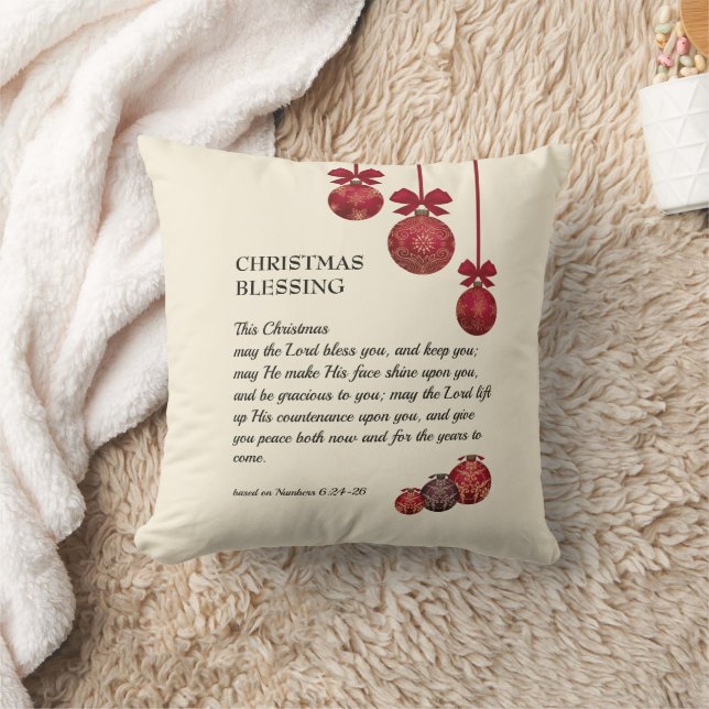 Christian | THE LORD BLESS YOU | Christmas Baubles Throw Pillow (Blanket)